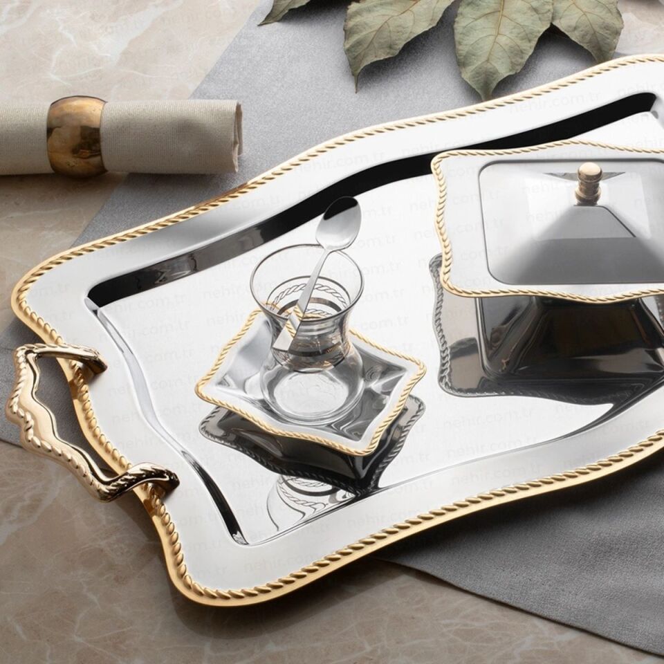 Nehir Zincir Altın 40 Parça Çay Seti