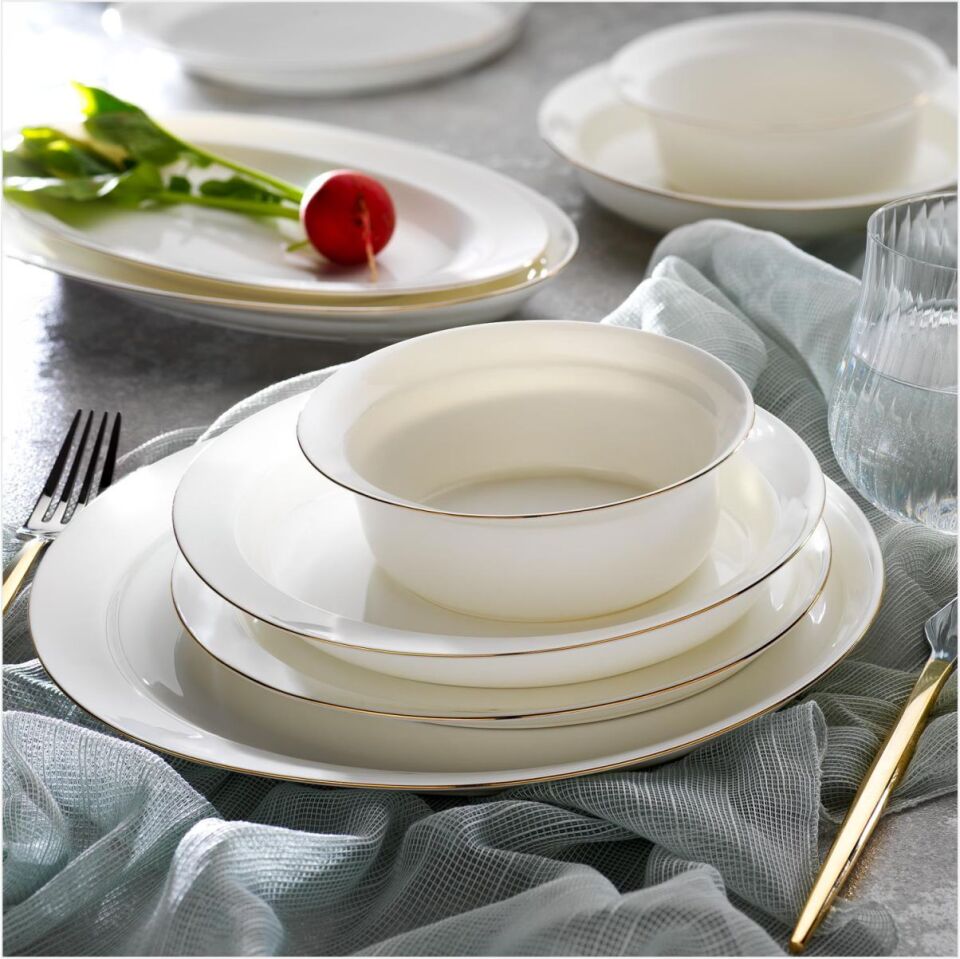 SCHAFER SUPERFİNE BONE LUX YEMEK TAKIMI 56 PARÇA-GOLD