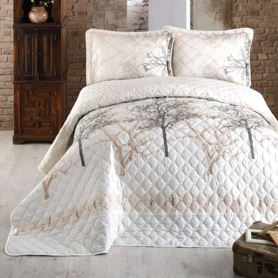 Aran Clasy Midas Bej Kapitone Pamuk Tek Kişilik Yatak Örtüsü Takımı