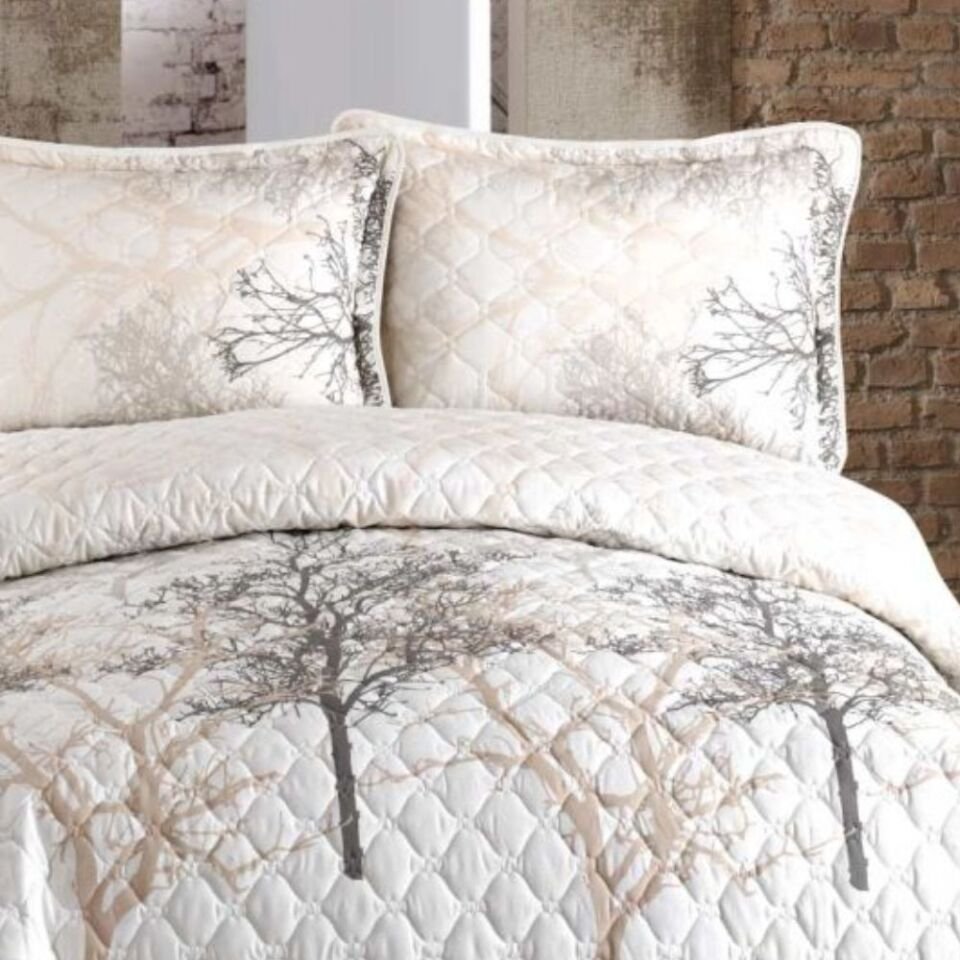 Aran Clasy Midas Bej Kapitone Pamuk Tek Kişilik Yatak Örtüsü Takımı