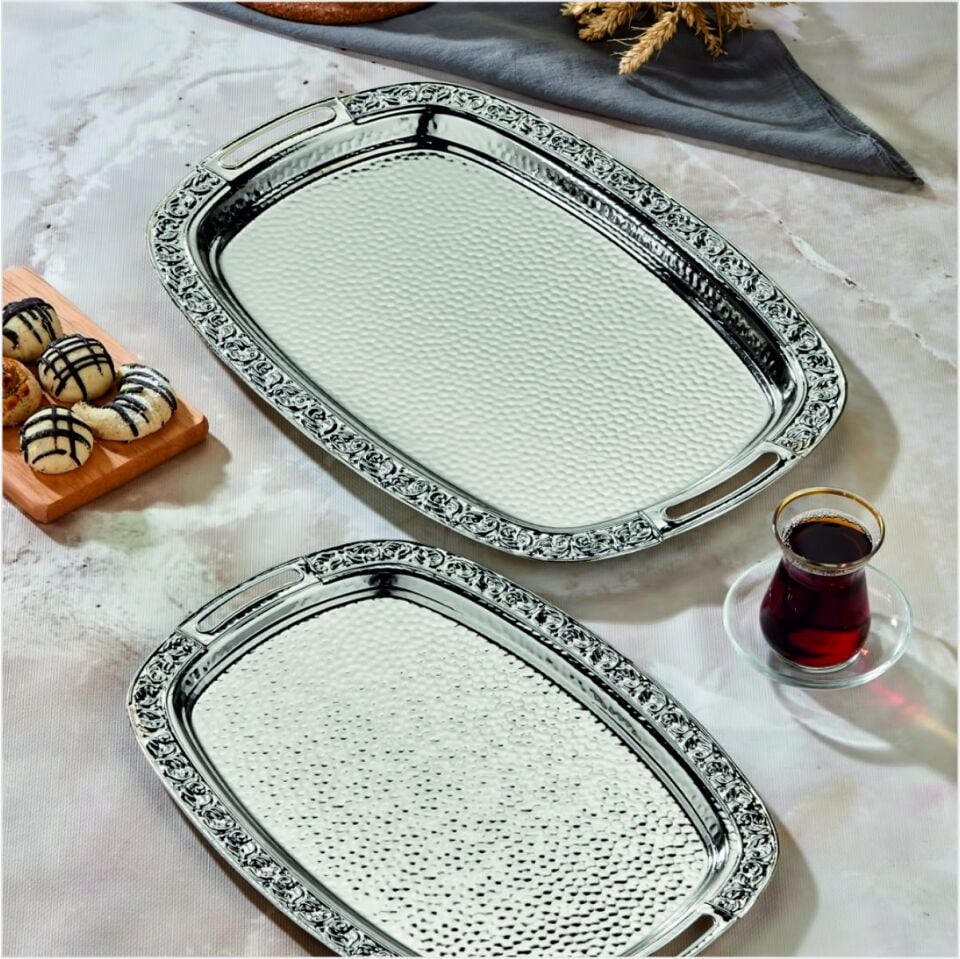 Cooker Ckr3566  2Li Çiçek Desen Tepsi