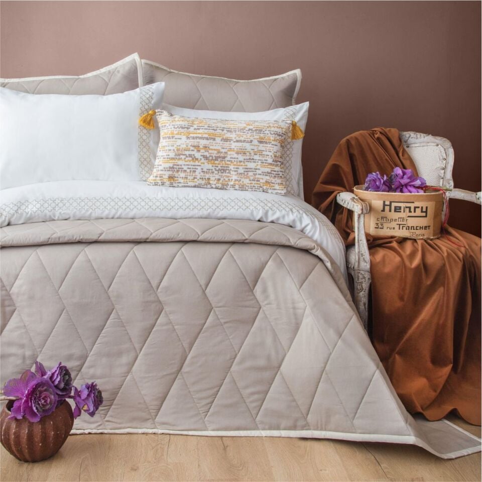 PAMUKLAR APRİCİTAS ÇİFT KİŞİLİK YATAK ÖRTÜSÜ SET AMORE PUDRA