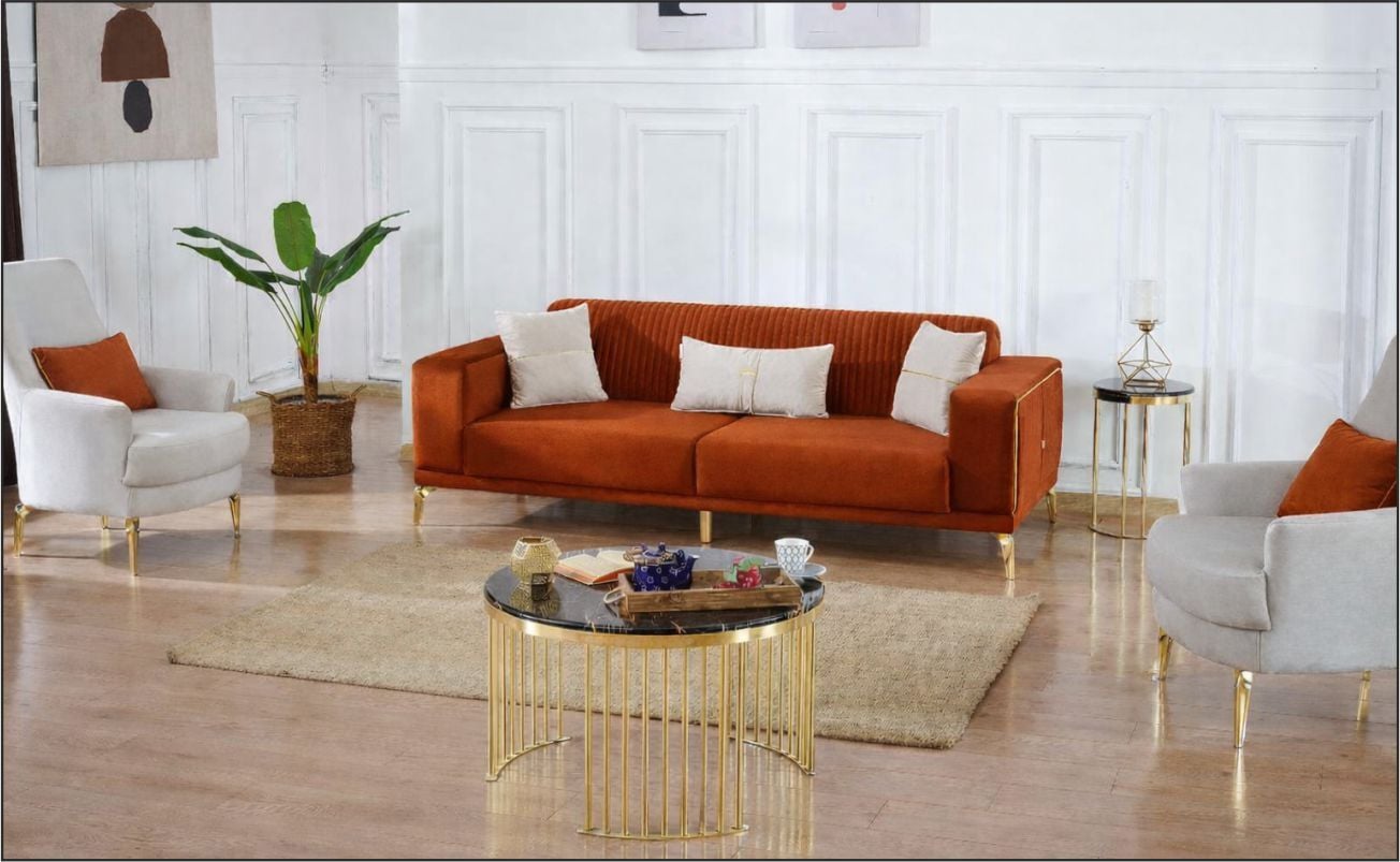 VİVA ELEGANCE KOLTUK TK. 3+1+1 L02 KREM/ 3 LÜ L08 KİREMİT