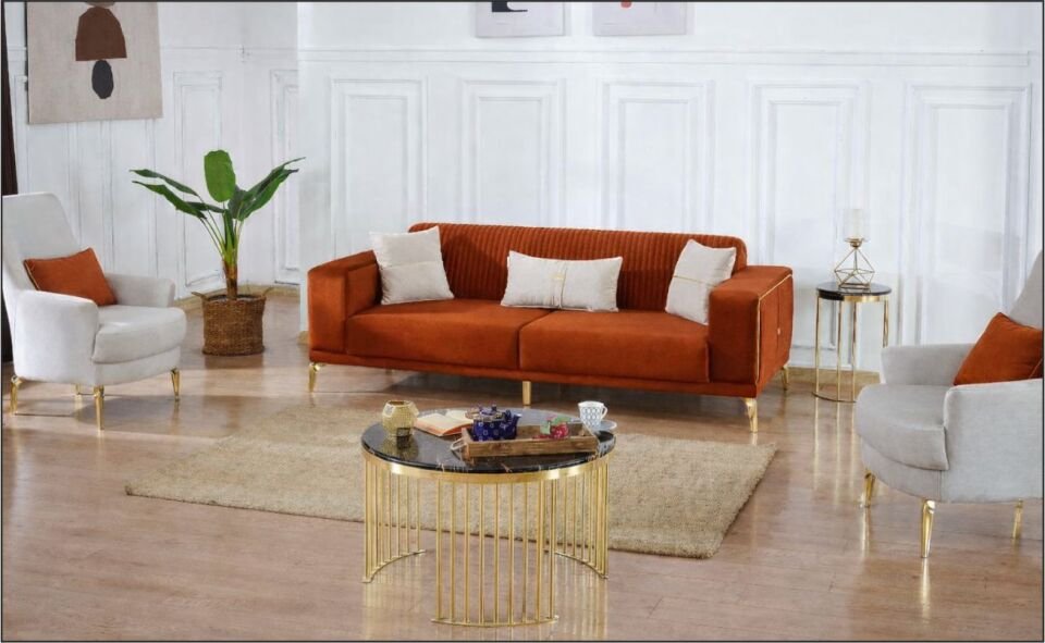 VİVA ELEGANCE KOLTUK TK. 3+1+1 L02 KREM/ 3 LÜ L08 KİREMİT