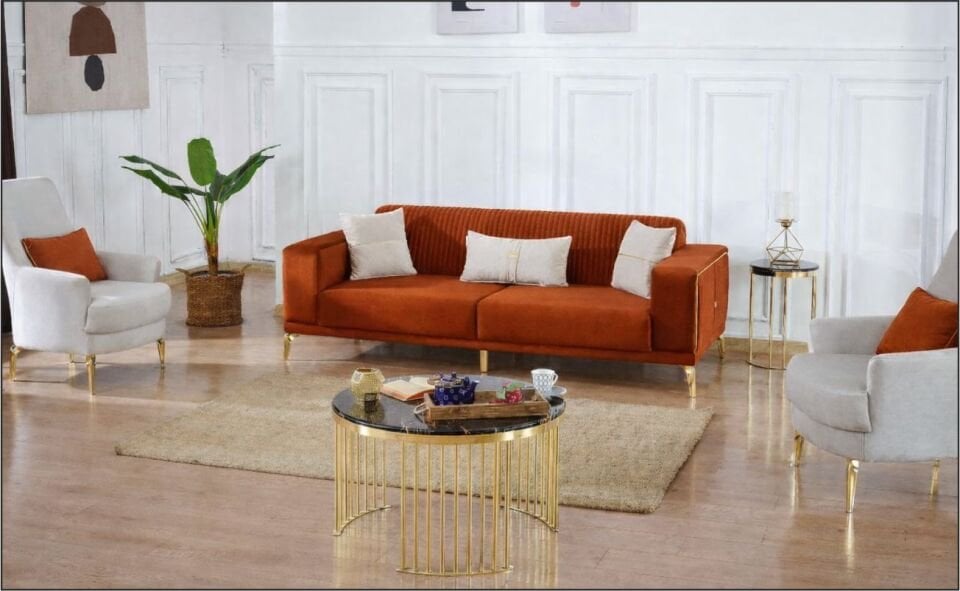 VİVA ELEGANCE KOLTUK TK. 3+1+1 L02 KREM/ 3 LÜ L08 KİREMİT