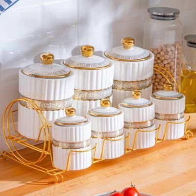 Acar Kaı-06829/4 Eva Altın Gold 7 Lı Kavanoz Set