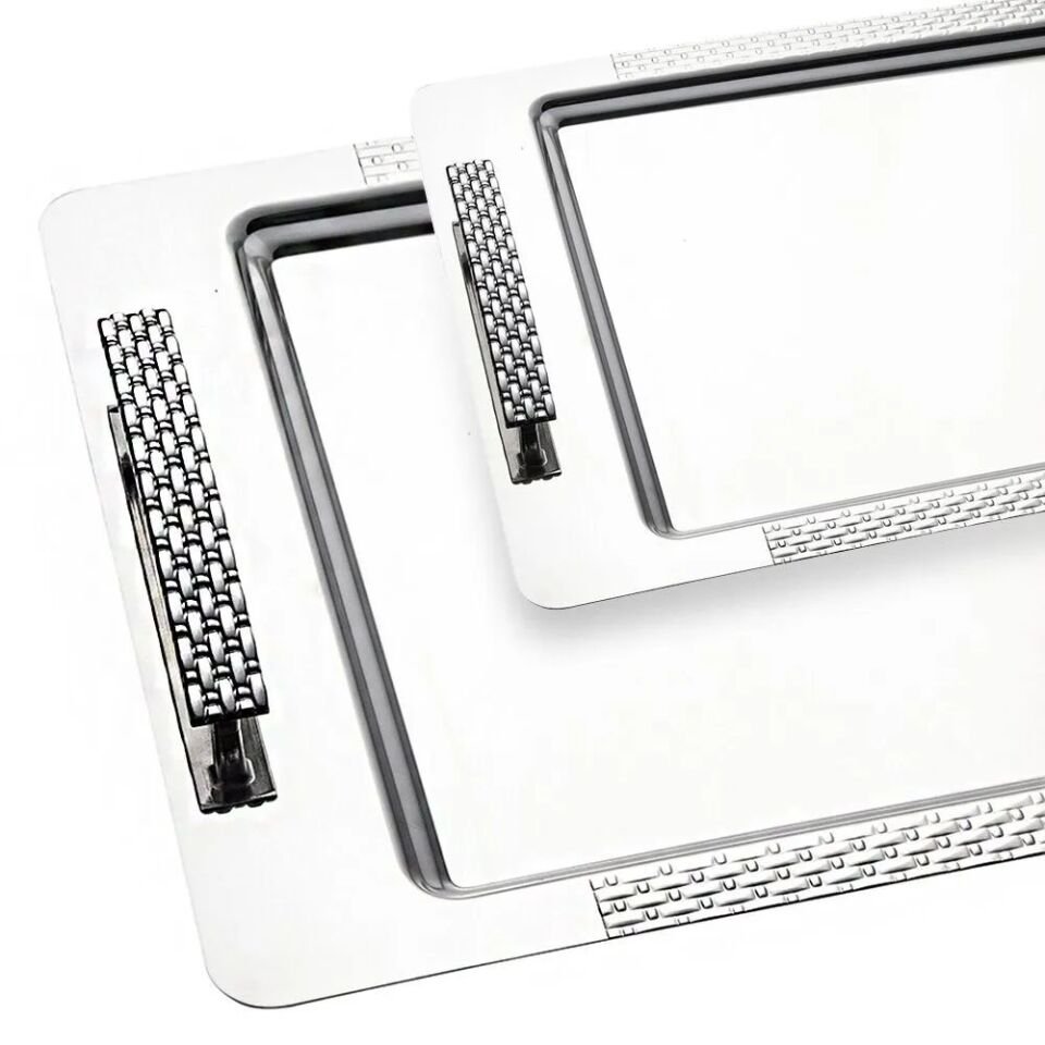 Nehir Sırma 2 Li Sade Tepsi Seti