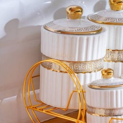 Acar Kaı-06829/4 Eva Altın Gold 7 Lı Kavanoz Set