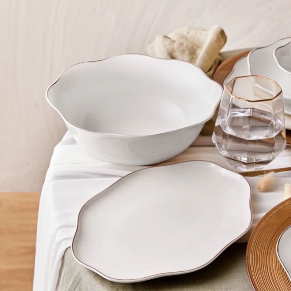 Emsan Lotus Fine Bone 53 Parça 12 Kişilik Yemek Takımı Platin