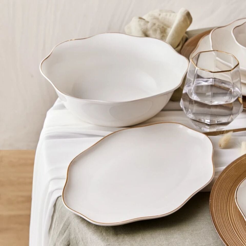 Emsan Lotus Fine Bone 53 Parça 12 Kişilik Yemek Takımı Gold