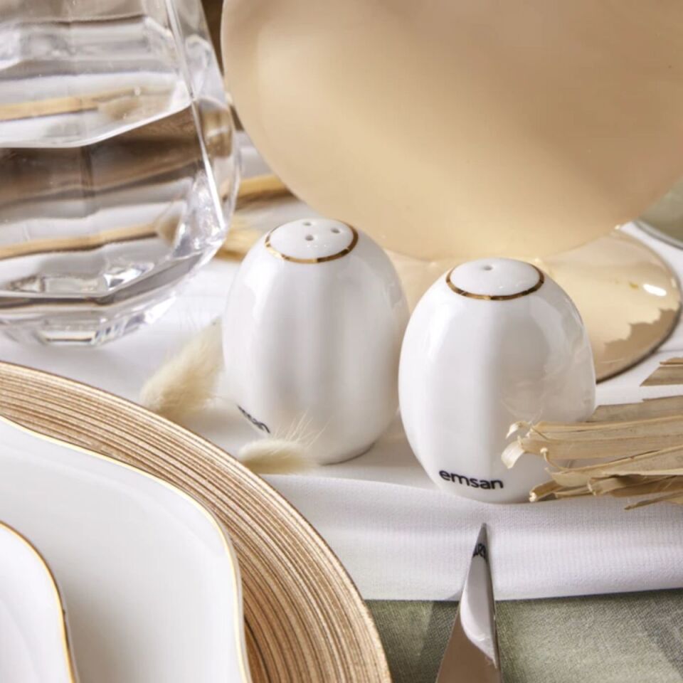 Emsan Lotus Fine Bone 53 Parça 12 Kişilik Yemek Takımı Gold