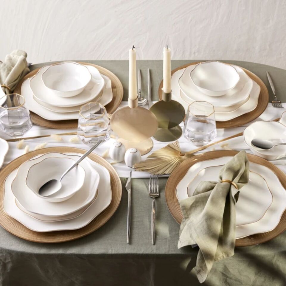 Emsan Lotus Fine Bone 53 Parça 12 Kişilik Yemek Takımı Gold