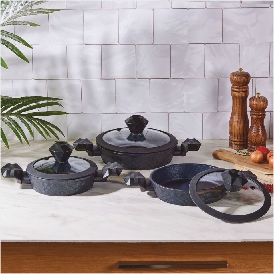 KARACA BİODİAMOND ANTİBAKTERİYEL KULP İNDÜKSİYON TABANLI 6 PARÇA SAHAN SETİ