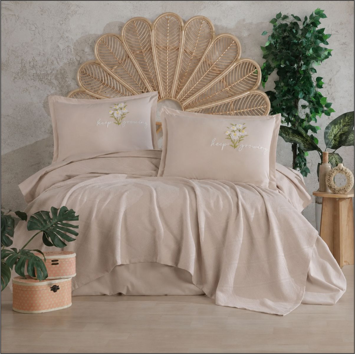 ARAN BUTİK PİKE TAKIMI T.K  ETTA / V5 - TABA RENGİ