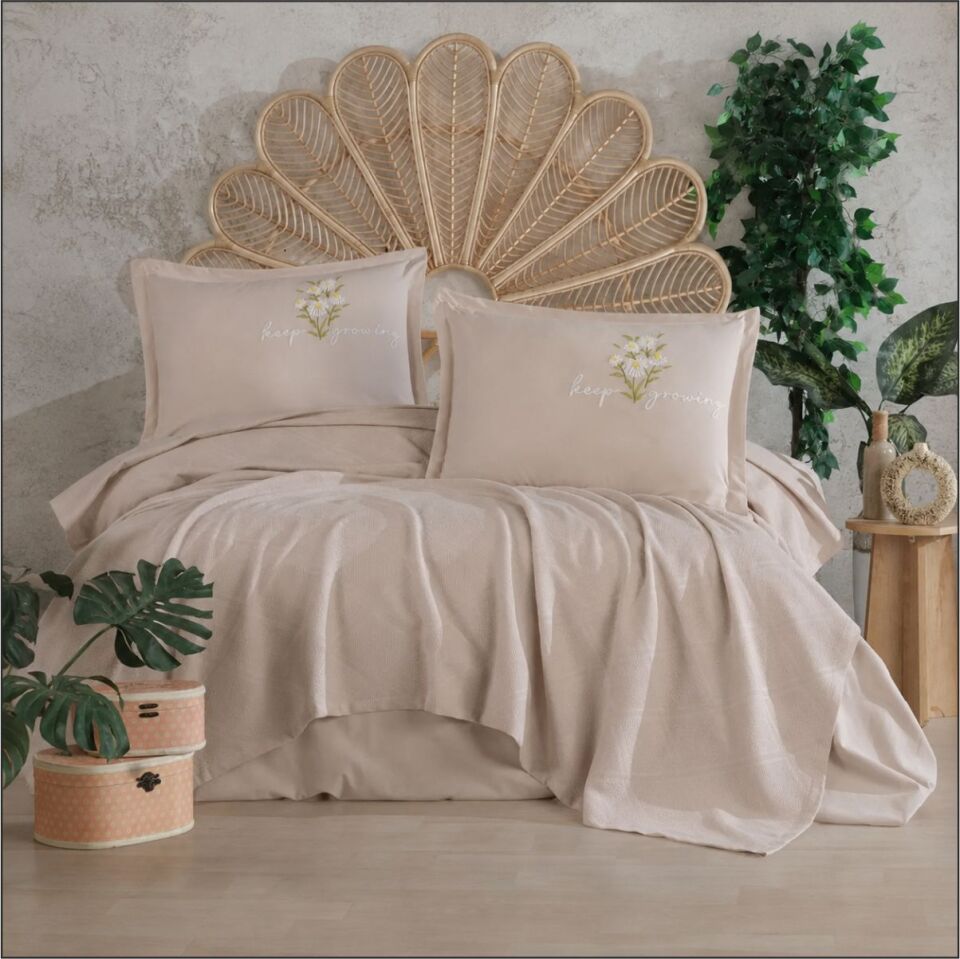 ARAN BUTİK PİKE TAKIMI T.K  ETTA / V5 - TABA RENGİ