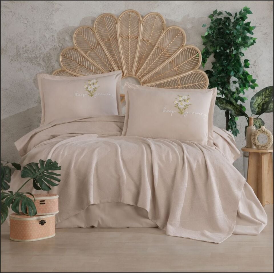 ARAN BUTİK PİKE TAKIMI T.K  ETTA / V5 - TABA RENGİ