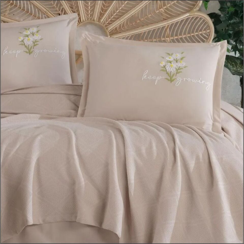 ARAN BUTİK PİKE TAKIMI T.K  ETTA / V5 - TABA RENGİ