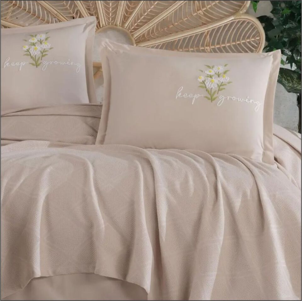 ARAN BUTİK PİKE TAKIMI T.K  ETTA / V5 - TABA RENGİ