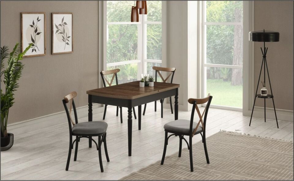 SAMUS THONET MASA CEVİZ-ANTRASİT