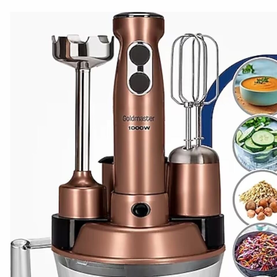 Goldmaster Robotix 1000 Watt 5 In 1 Mutfak Robotu Multi Blender Seti Gold