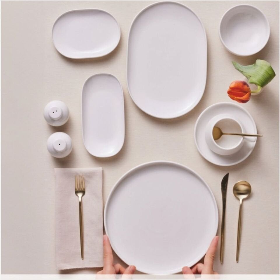 KARACA STREAM BONE MERİDİAN 34 PARÇA 6 KİŞİLİK KAHVALTI TAKIMI BEYAZ