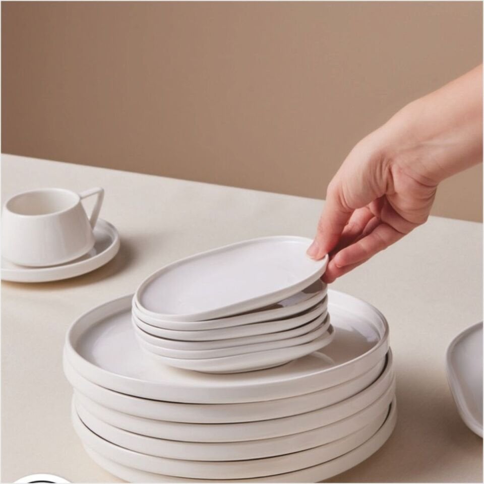 KARACA STREAM BONE MERİDİAN 34 PARÇA 6 KİŞİLİK KAHVALTI TAKIMI BEYAZ