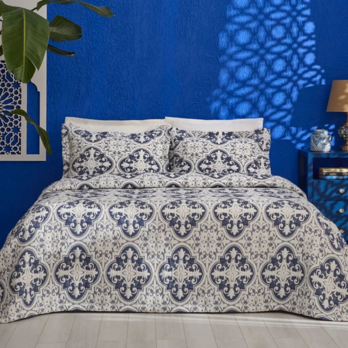 Karaca Home Bluva Çift Kişilik Yatak Örtüsü Takımı Mavi