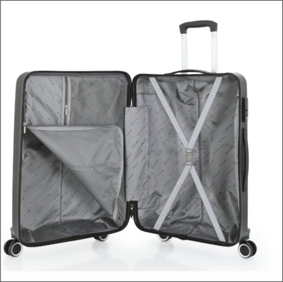 MÇS V374 SU Y.ÜRETİM PP VALİZ GRİ/HARDAL-75 CM