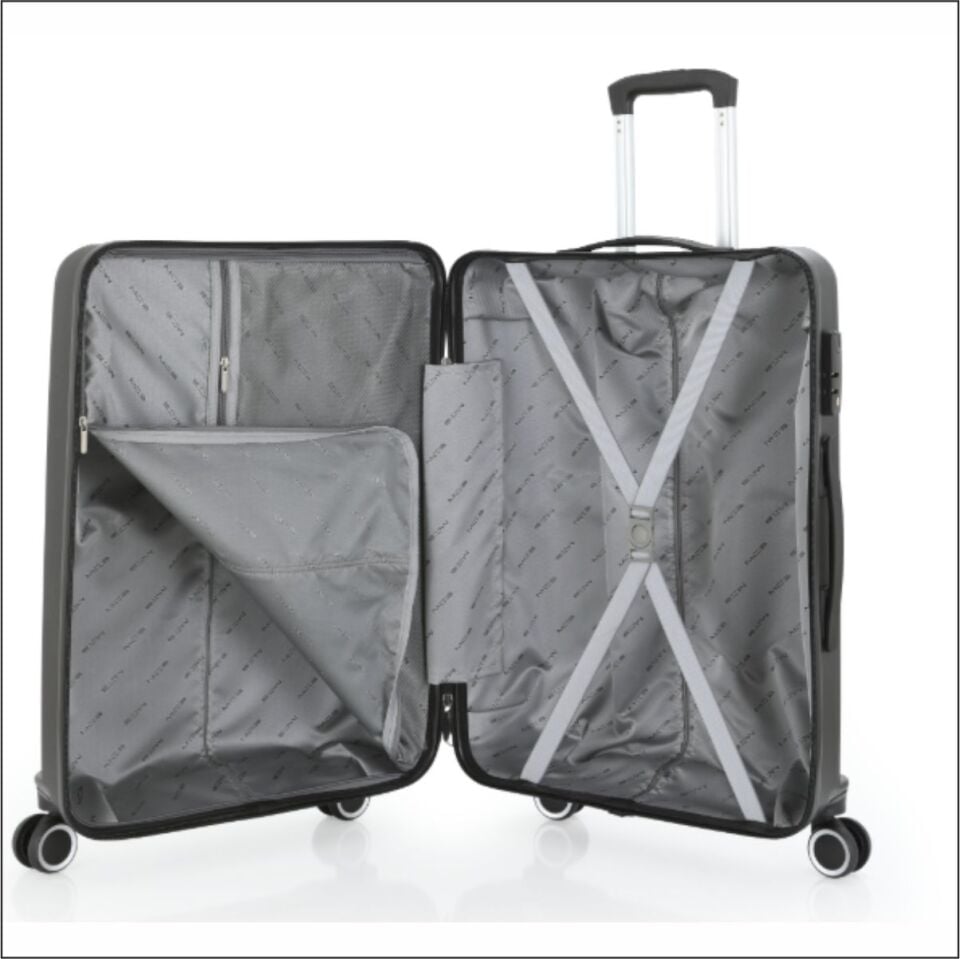 MÇS V374 SU Y.ÜRETİM PP VALİZ GRİ/HARDAL-75 CM