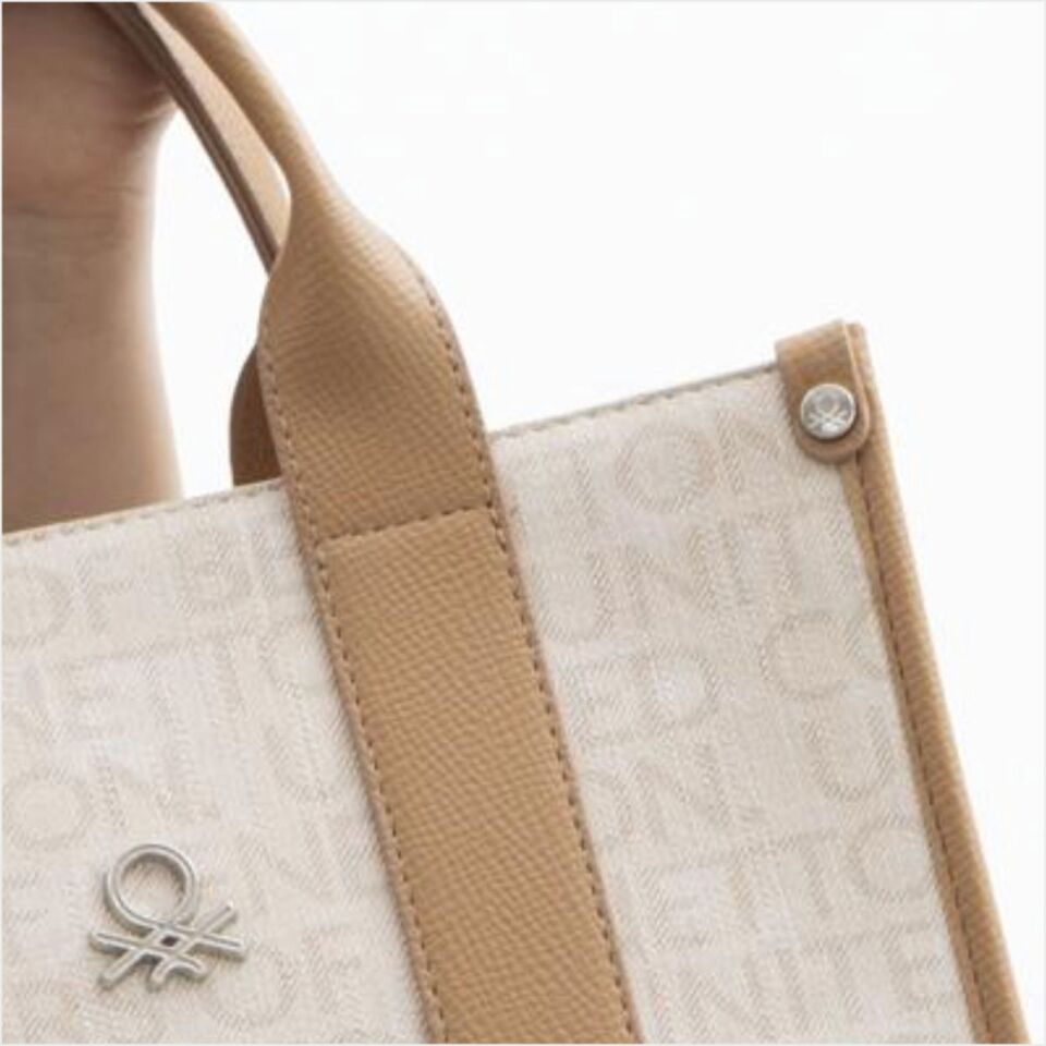 Benetton  BNT-1591 Monogram Eskitme El Çantası Bej-Camel