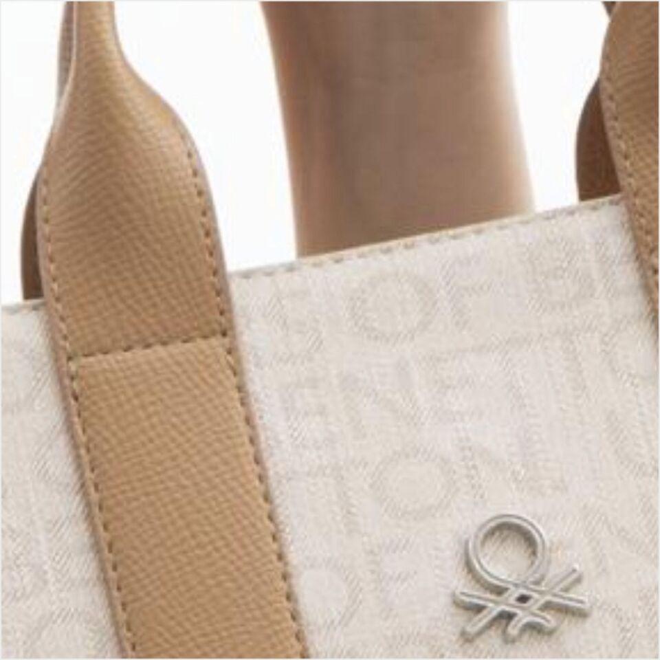 Benetton  BNT-1591 Monogram Eskitme El Çantası Bej-Camel