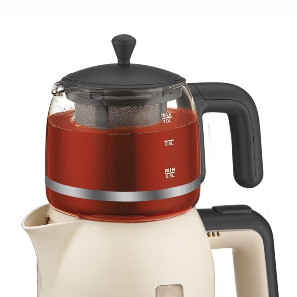 Goldmaster GM-7321 Papatya Krem 2200 W Cam Demlikli Çay Makinesi