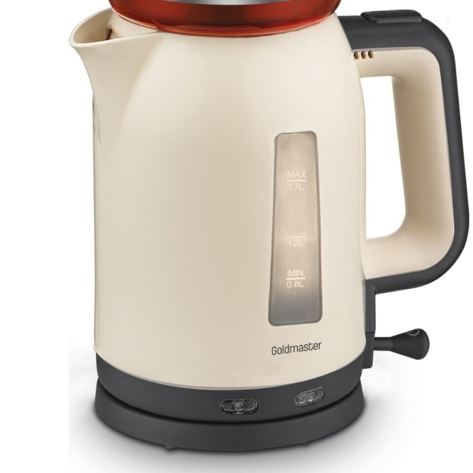 Goldmaster GM-7321 Papatya Krem 2200 W Cam Demlikli Çay Makinesi