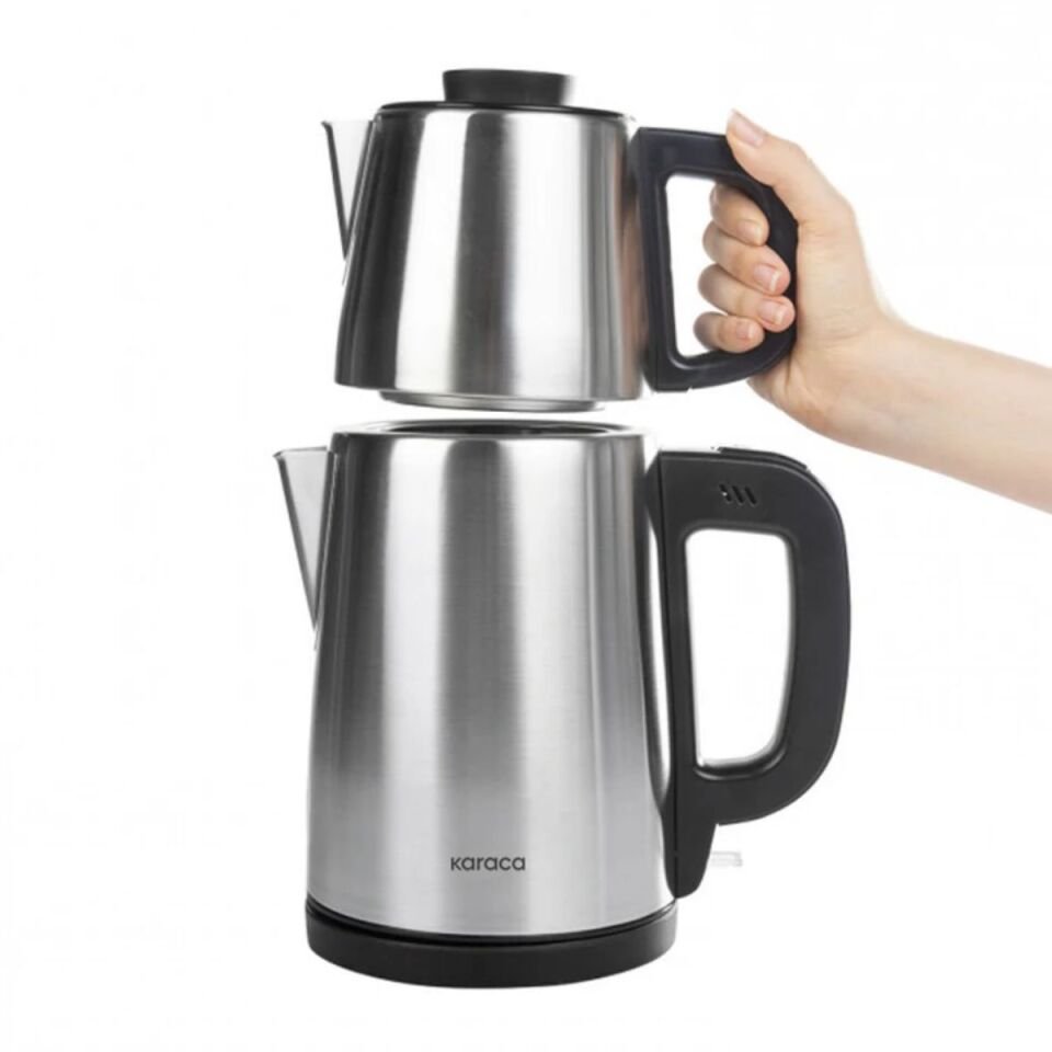 Karaca 2 In 1 Çelik Su Isıtıcı Çay Makinesi Inox Aile Boyu Geniş Kapasite