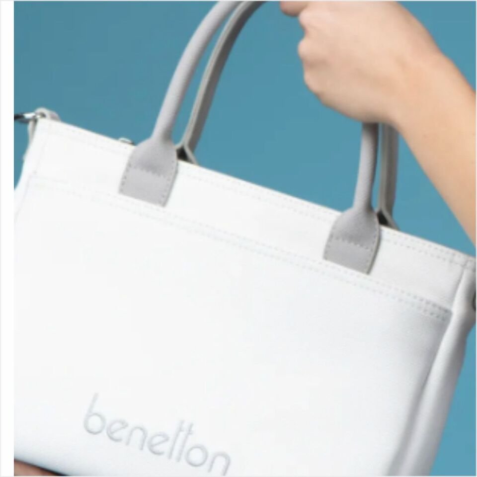Benetton  BNT-1614 Nano Kol Çantası Beyaz-A.Gri