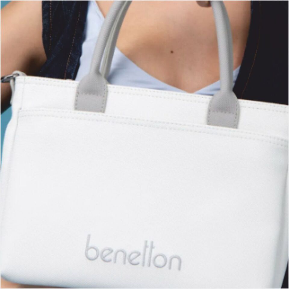 Benetton  BNT-1614 Nano Kol Çantası Beyaz-A.Gri