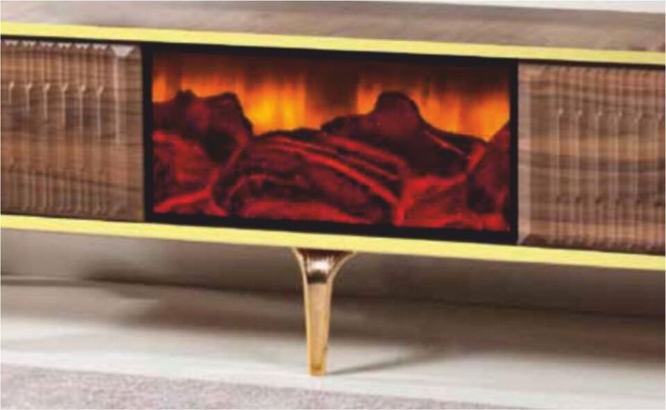 LİNZA ARMONİ ŞÖMİNELİ 180 CM TV SEHPASI CEVİZ GOLD