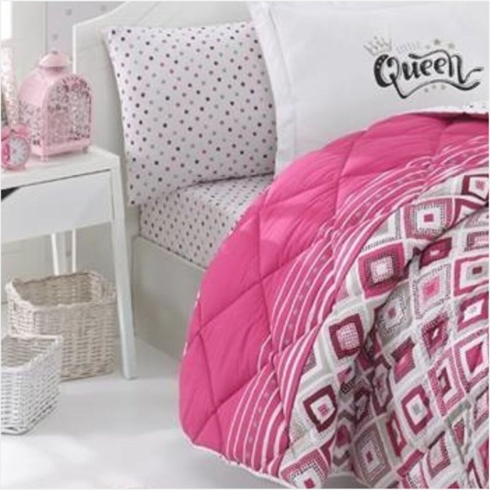 Aran Clasy Ranforce 100% Pamuk Tek Kişilik Uyku Seti Little Queen V2 Pembe