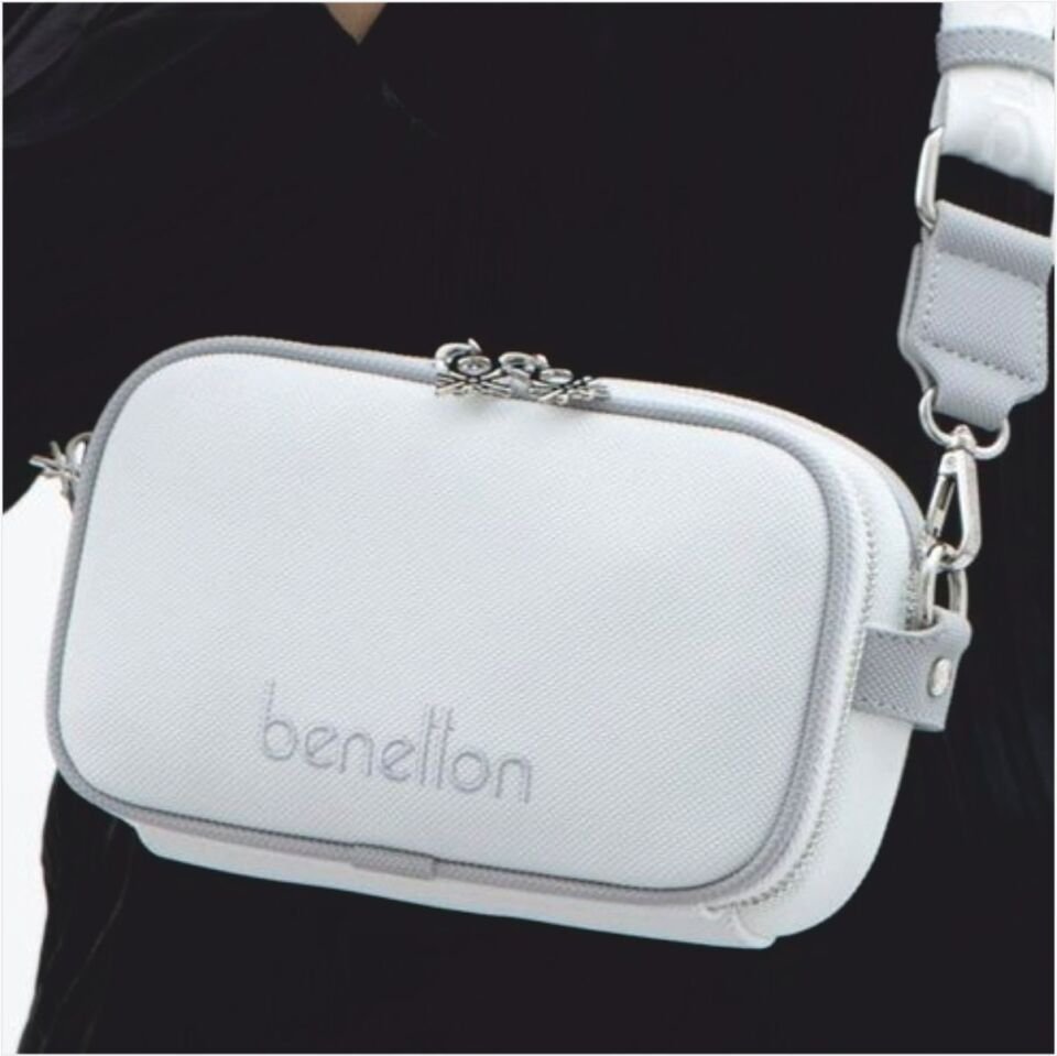 Benetton  BNT-1626 Nano Kol Çantası Beyaz-A.Gri