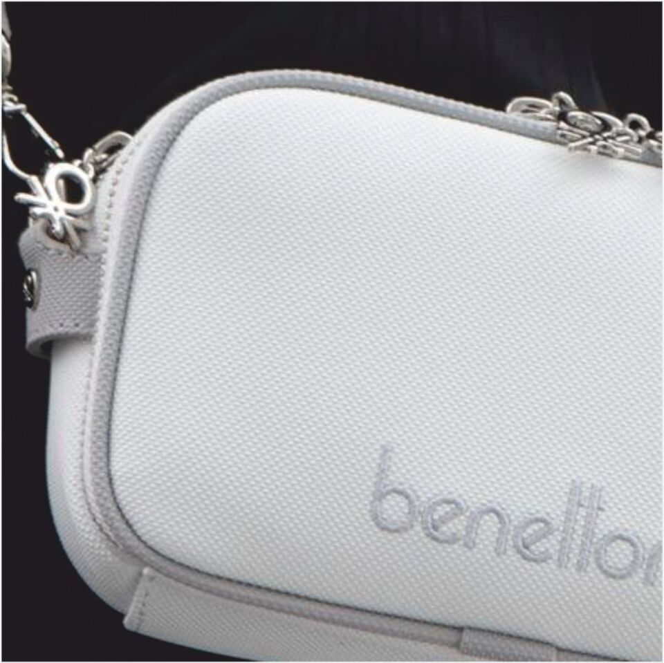 Benetton  BNT-1626 Nano Kol Çantası Beyaz-A.Gri