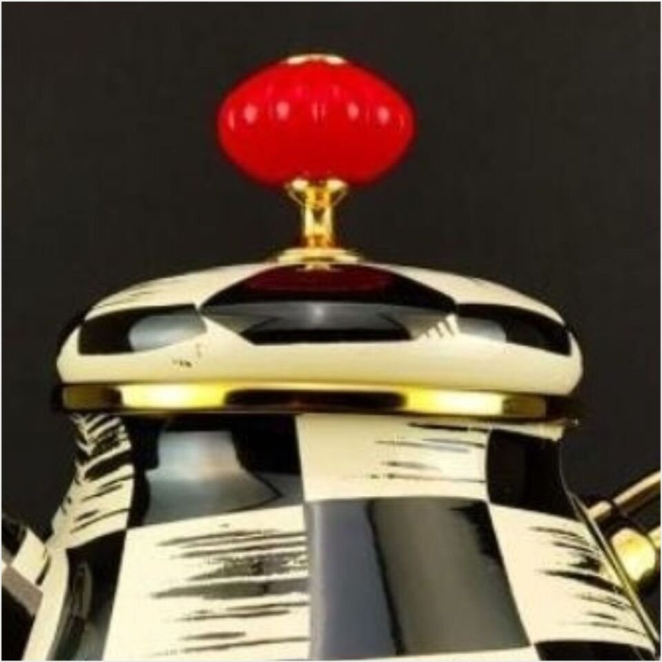 Acar Qualita King Emaye Dama Dekor Tombul Çaydanlık