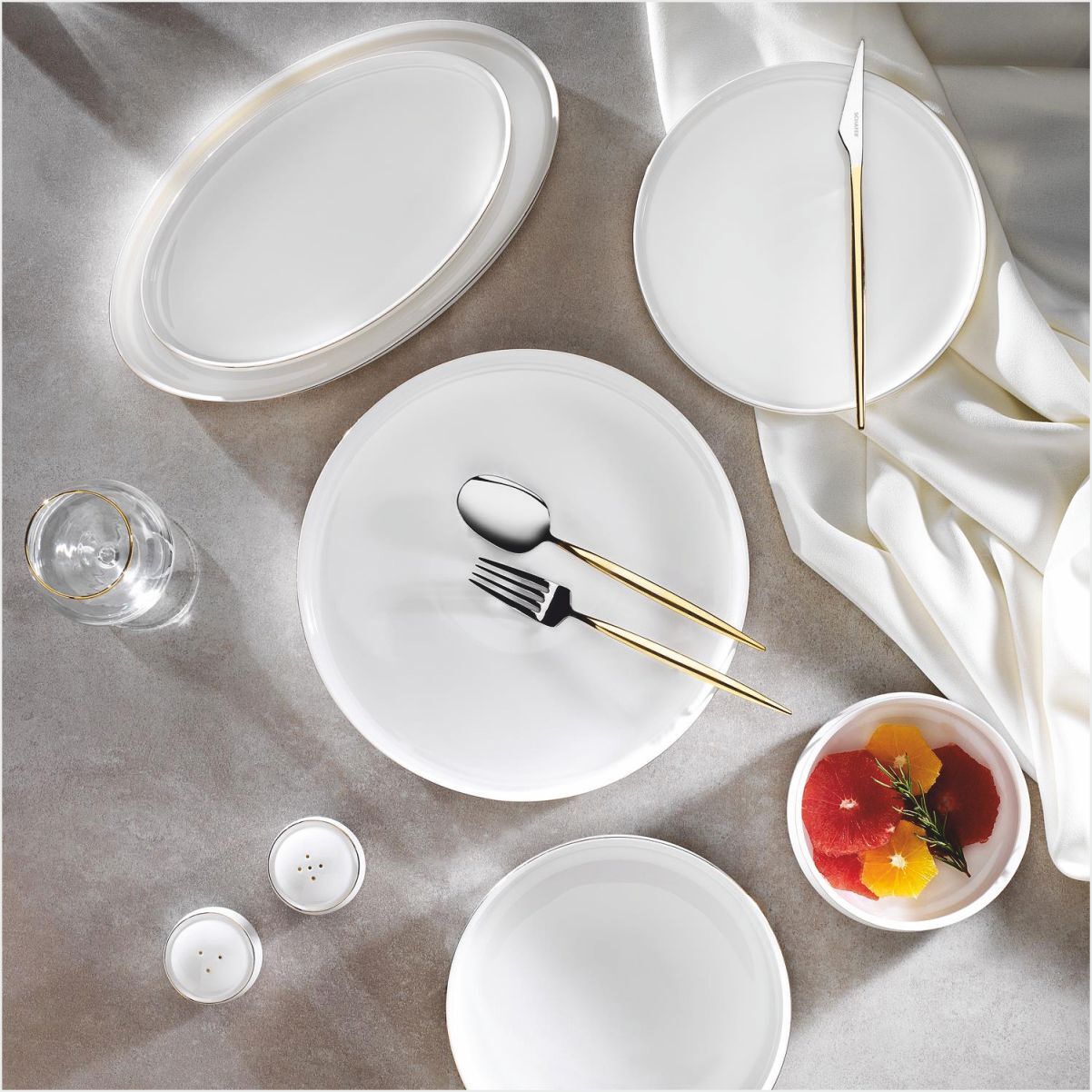 SCHAFER SUPERFİNE BONE LUMİERE YEMEK TAKIMI 56 PARÇA-GOLD