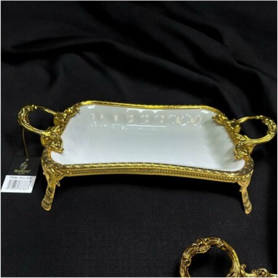 Rekabet Pcl 009 Elegance Dikdörtgen örtgen Sunum Tabak Gold 36 Cm