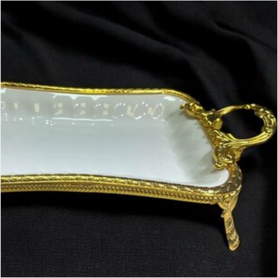 Rekabet Pcl 009 Elegance Dikdörtgen örtgen Sunum Tabak Gold 36 Cm