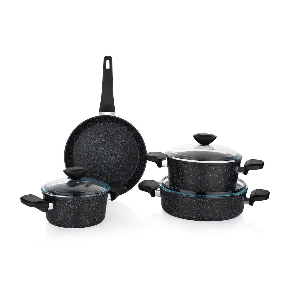 Schafer Etna Yanmaz Yapışmaz Tencere Seti 7 Parça-Siyah