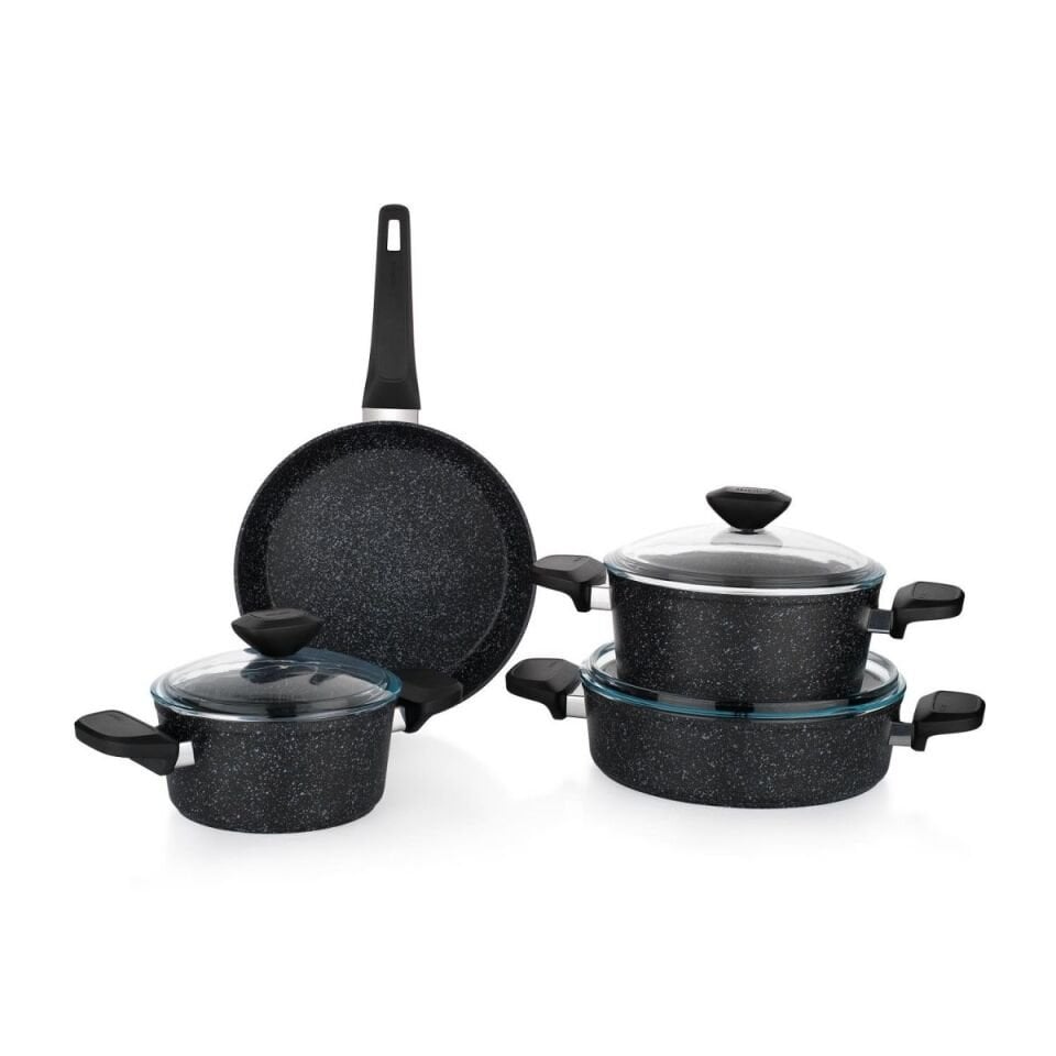 Schafer Etna Yanmaz Yapışmaz Tencere Seti 7 Parça-Siyah