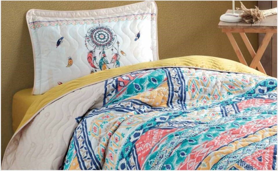 Aran Clasy Ranforce %100 Pamuk Tek Kişilik Yatak Örtüsü Seti Boho V1 Bej