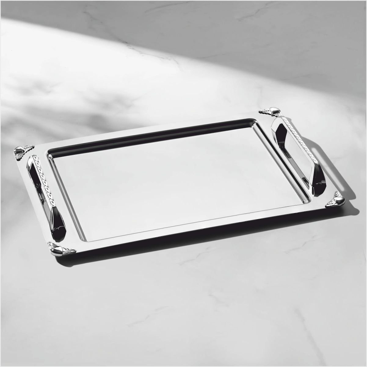 NEHİR VEGA AYAKLI SATEN KARTON KUTULU ÇAY TEPSİ