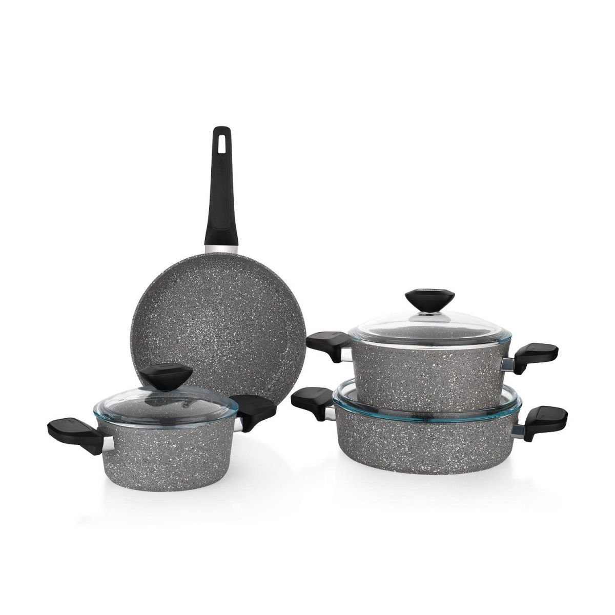 Schafer Etna Yanmaz Yapışmaz Tencere Seti 7 Parça-Gri
