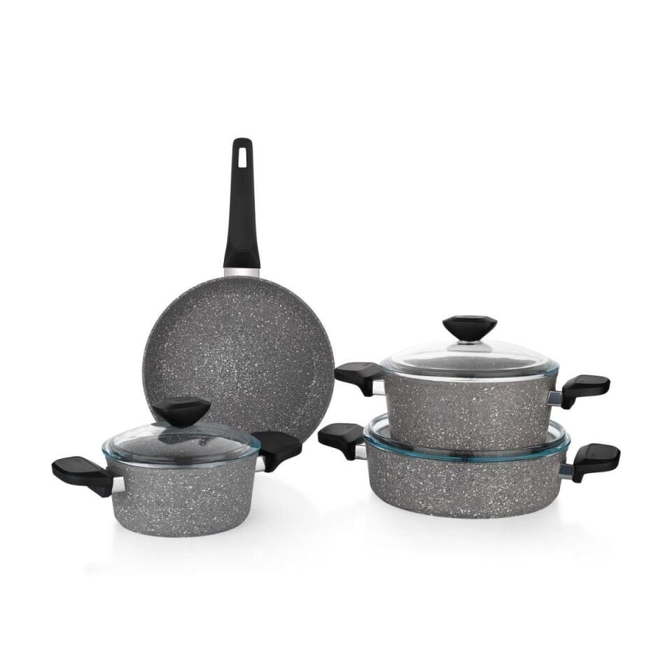 Schafer Etna Yanmaz Yapışmaz Tencere Seti 7 Parça-Gri